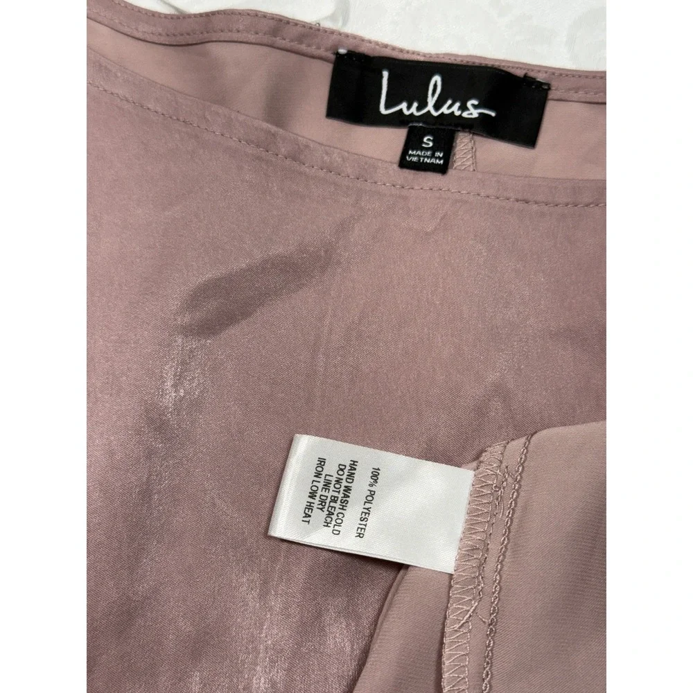 Lulus Chic Fairy Mauve Pink Asymmetrical One Shoulder Satin Midi Dress Small
